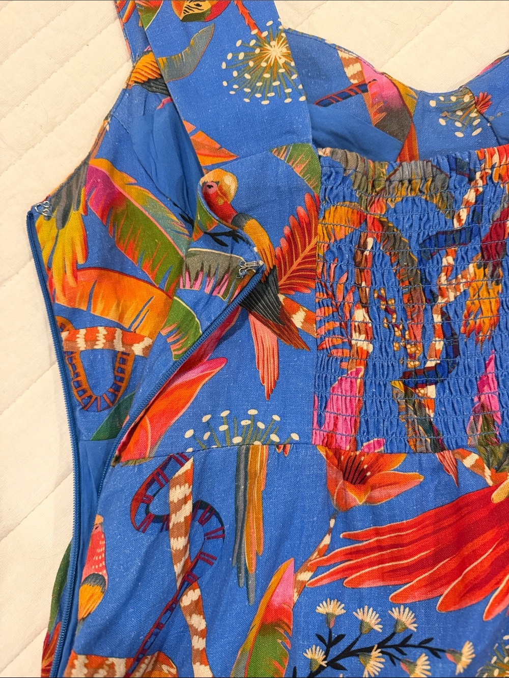FARM Rio Blue Tropical Floral Mini Ruffle Dress - Picture 11 of 12